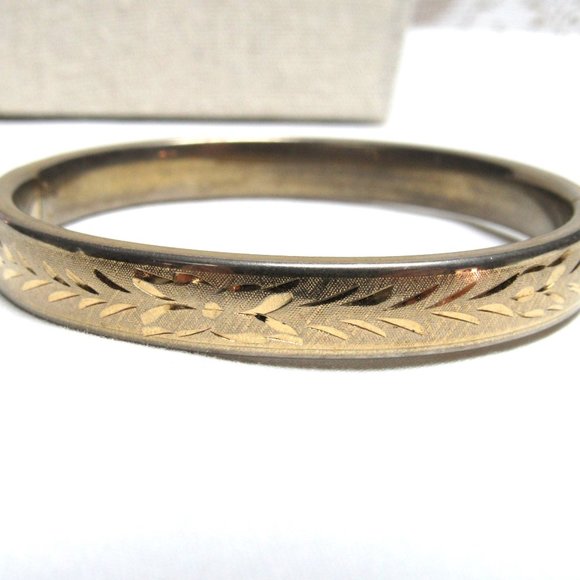 Vintage CRAFMERE 12K GOLD BRACELET With Slide Etched Design Lovely Estate Find - Picture 2 of 6